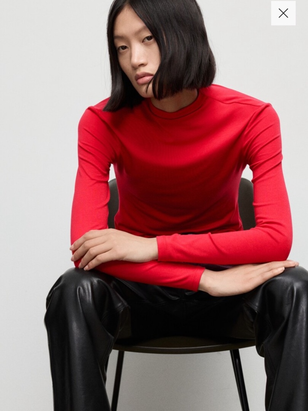 NWT Mango Bold Red Slim Fit Turtle Neck T-Shirt